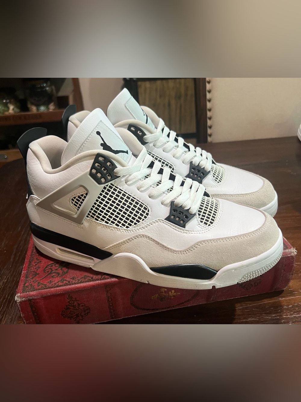 Jordan Men’s White and Black Retro Lace-Up Sneakers